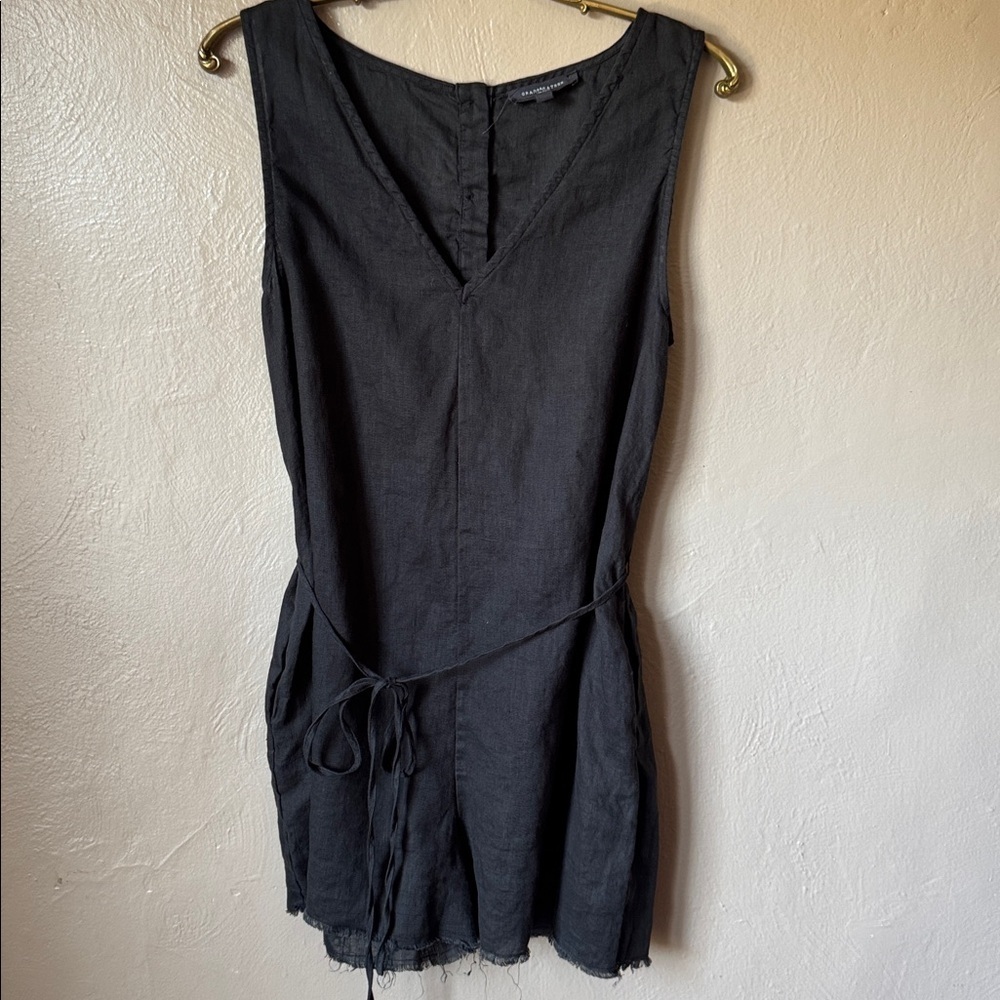 Grade & Gather Textured Linen Sleeveless Belted Playsuit Size Medium